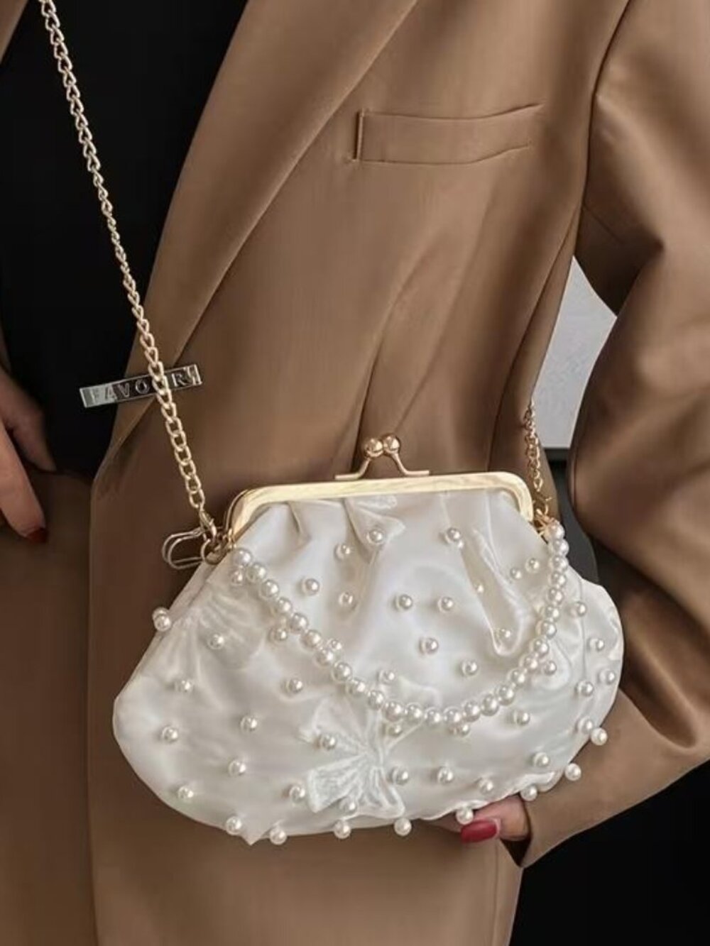 SATIN & PEARLS EVENING BAG